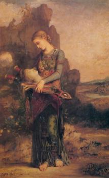 古斯塔夫 莫羅 Thracian Girl carrying the Head of Orpheus on his Lyre